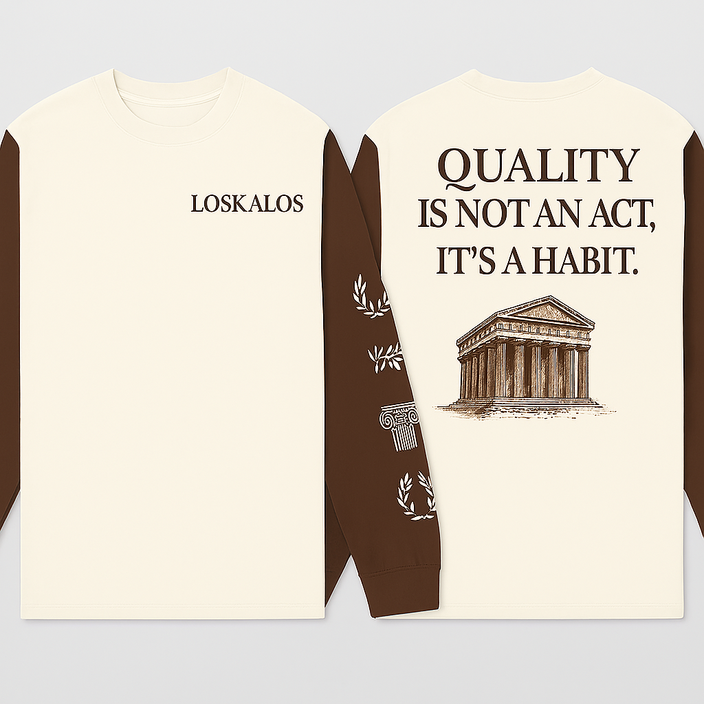 Loskalos ‘Quality Is Not An Act, It’s A Habit’ Long Sleeve Tee Brown