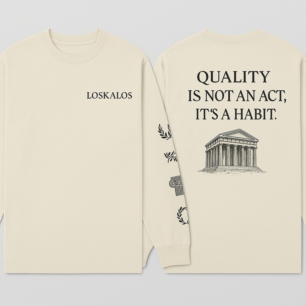 Loskalos ‘Quality Is Not An Act, It’s A Habit’ Long Sleeve Tee Cream